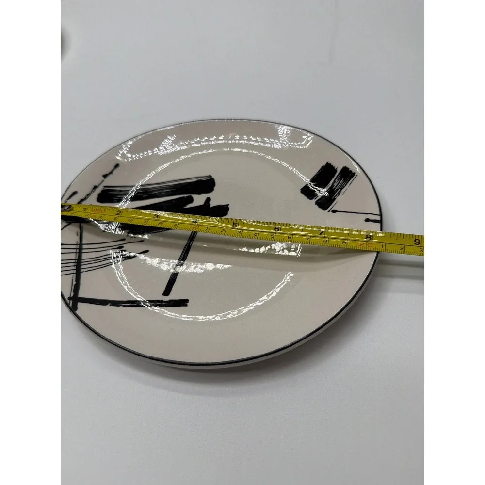 Sango Larry‎ Laslo Calligraphy Dinnerware Set 1986 Vintage Black White 12 Piece